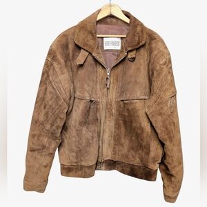 Vintage Suede Brown Weekender Bomber Oversized Jacket Men's Size 42